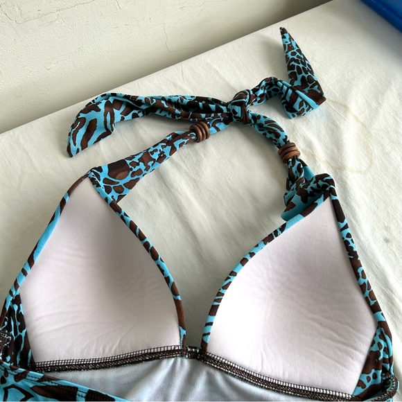 Leilani One Piece Animal Print Geometric Wood Beads Swim Suit - Picture 8 of 13